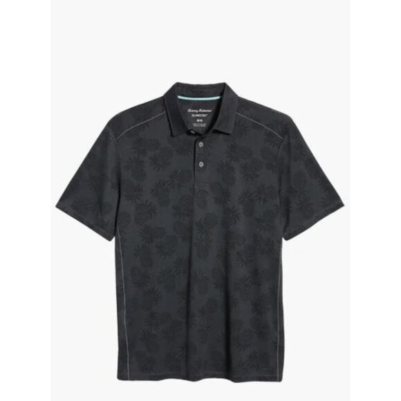 Tommy Bahama Mens Black Pineapple Short Sleeve Button Front Polo Shirt Sz L New - Picture 12 of 15